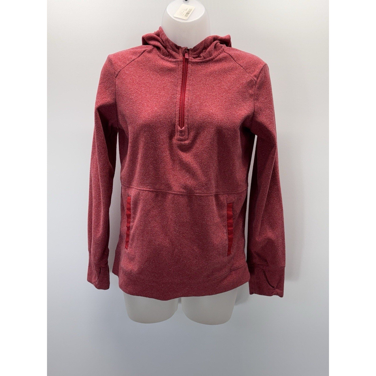 All In Motion 1/4 Zip Hooded Pullover, Women’s Large Light Red Athletic Fit