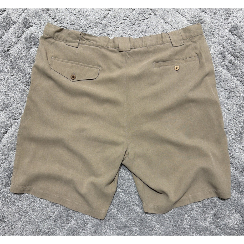 Boca Classics Island Wear Tan Pleated Shorts Size 42 100% Silk