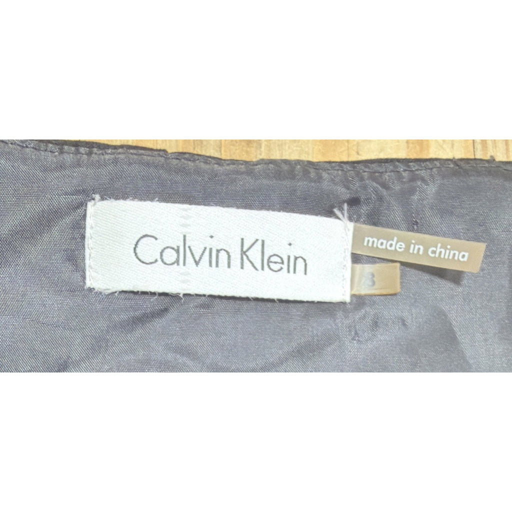 Calvin Klein Black Sleeveless Sheath pleated Dress Size 8
