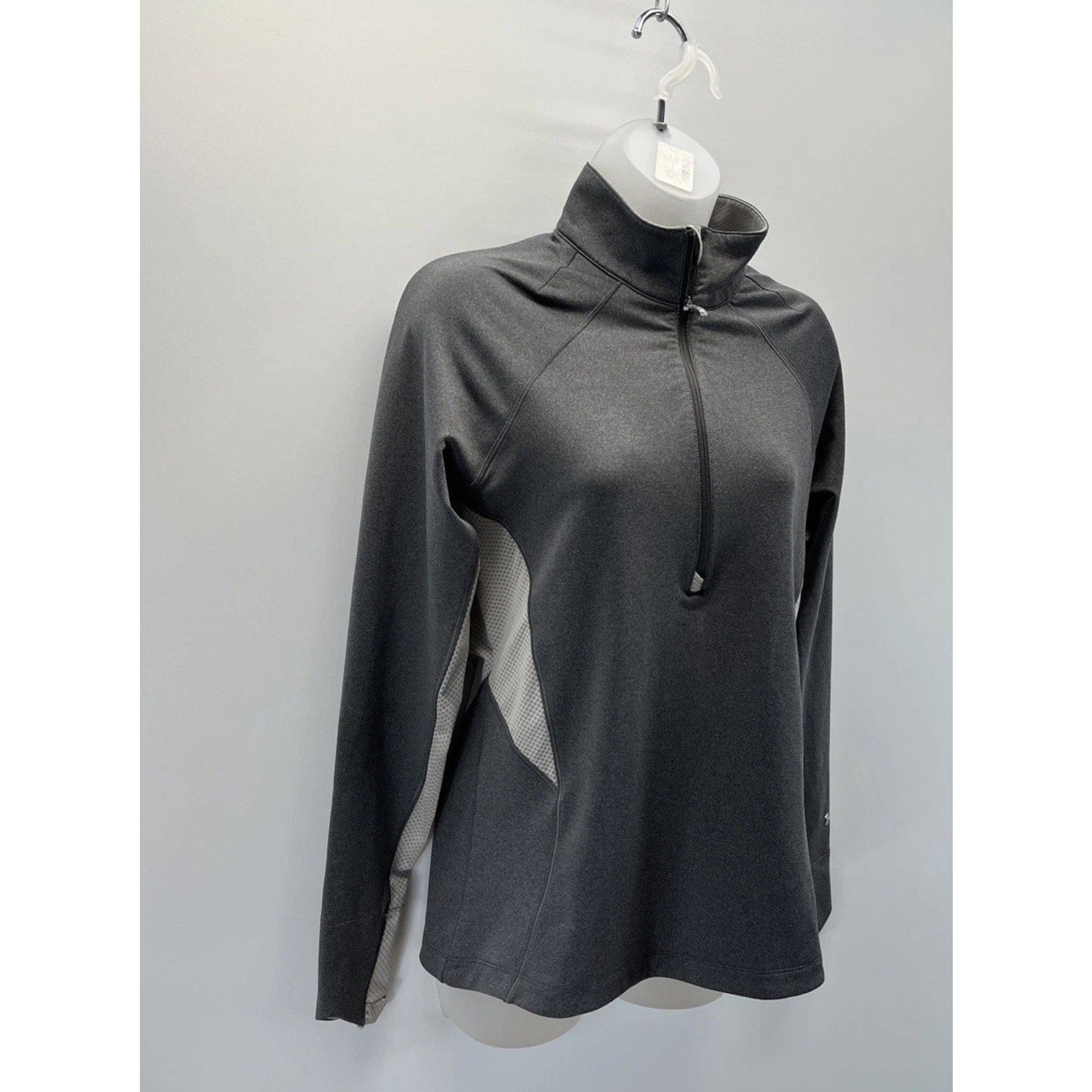 Under Armour ColdGear Womens L Gray 1/4 Zip Pullover Semi Fitted Running