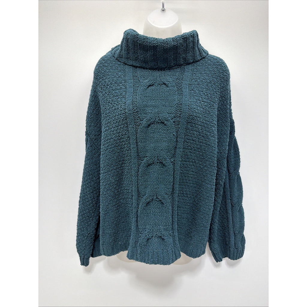 Seven7 Women's Soft & Warm Oversized Large Cable Knit Chenille Sweater Deep Teal