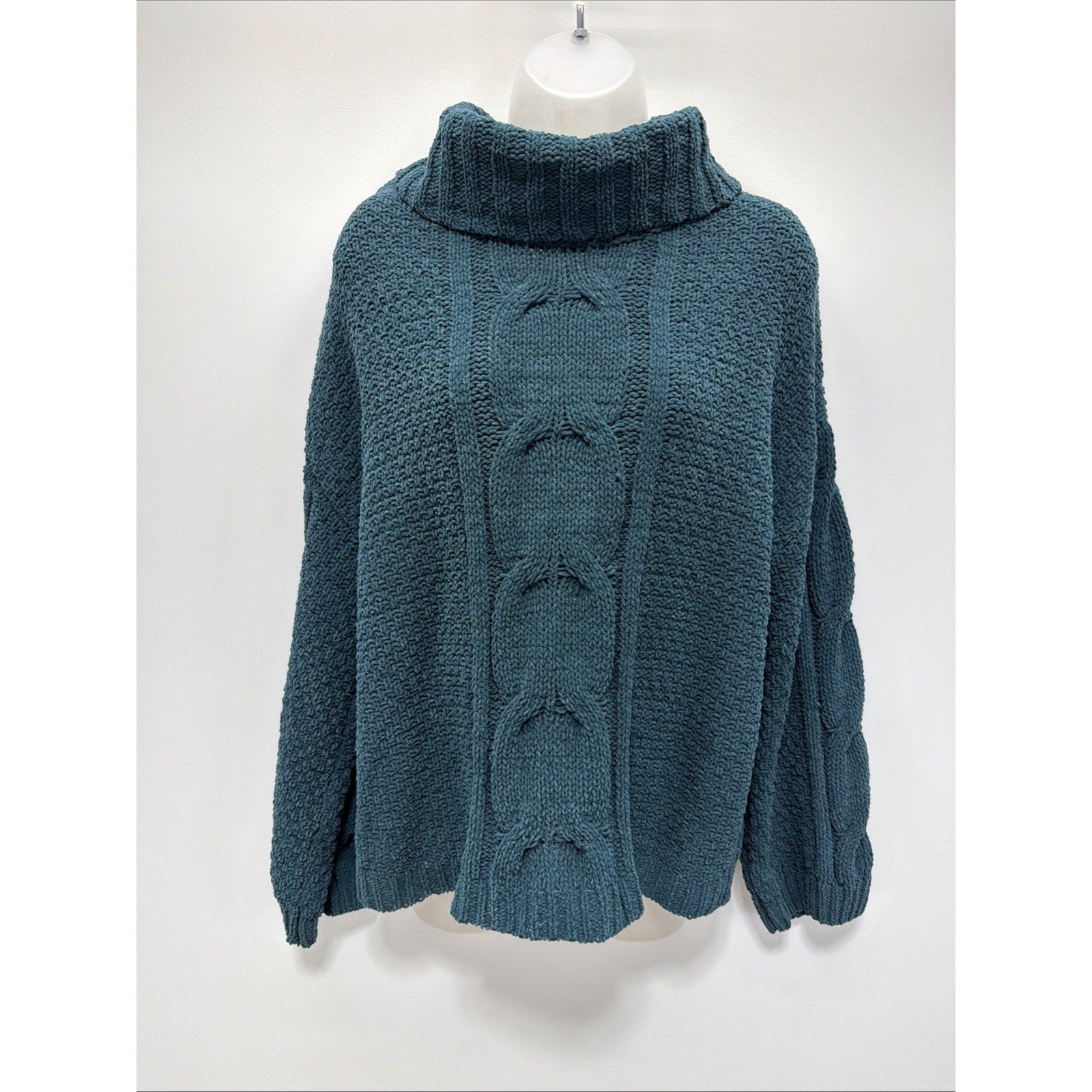 Seven7 Women's Soft & Warm Oversized Large Cable Knit Chenille Sweater Deep Teal