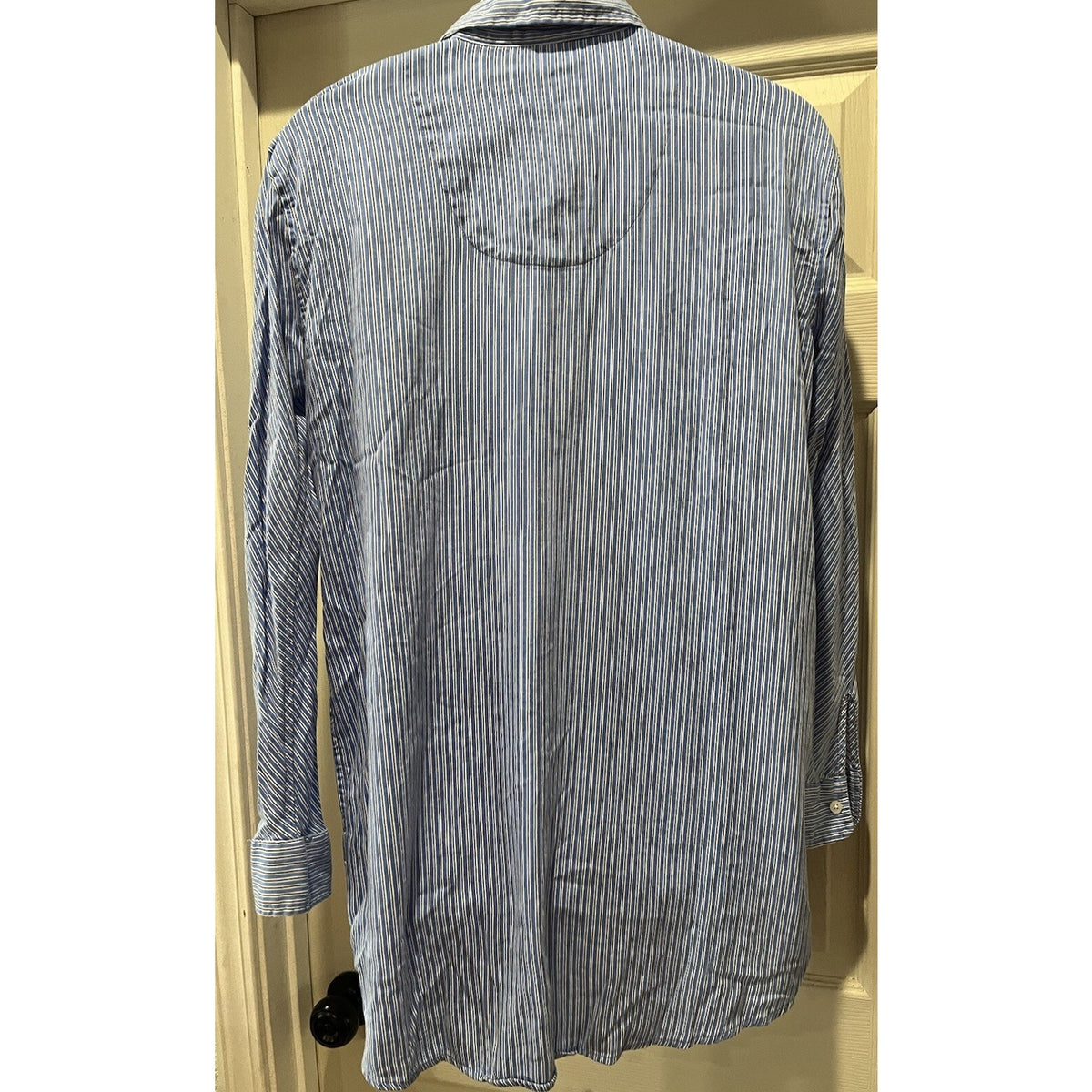 Ralph Lauren Blue Striped Men's M RLL Logo Long Sleeve Button Sleep Shirt