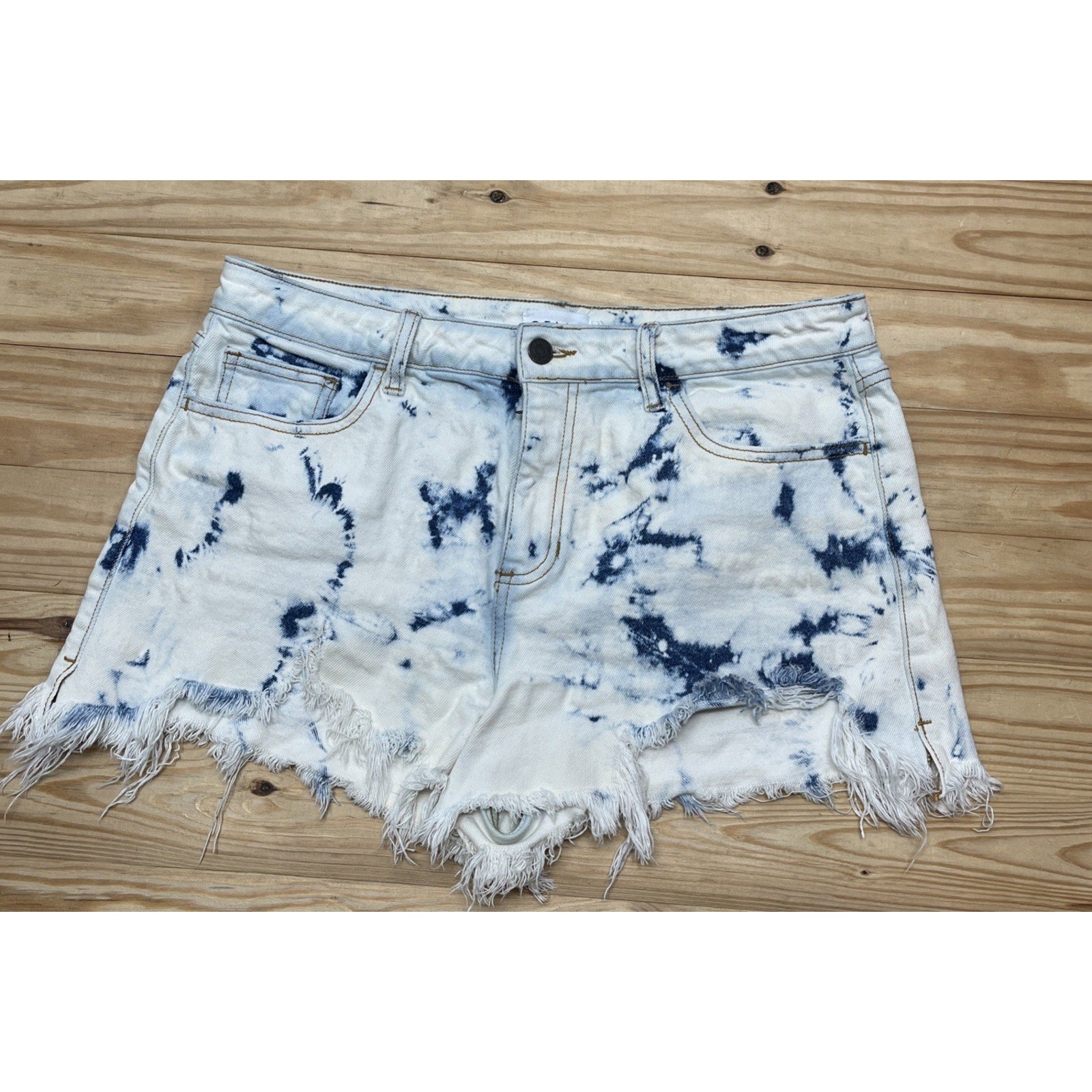 Cello Shorts Women's XL 32 Distressed Cut Off Acid Wash Denim Blue Cotton