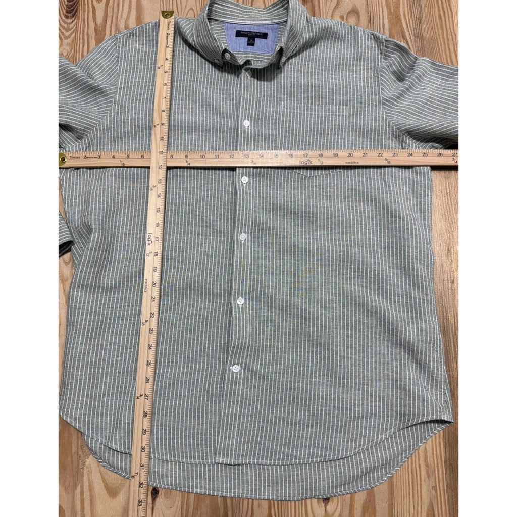Men’s Shirt Banana Republics Slim Fit Linen Striped Green XL