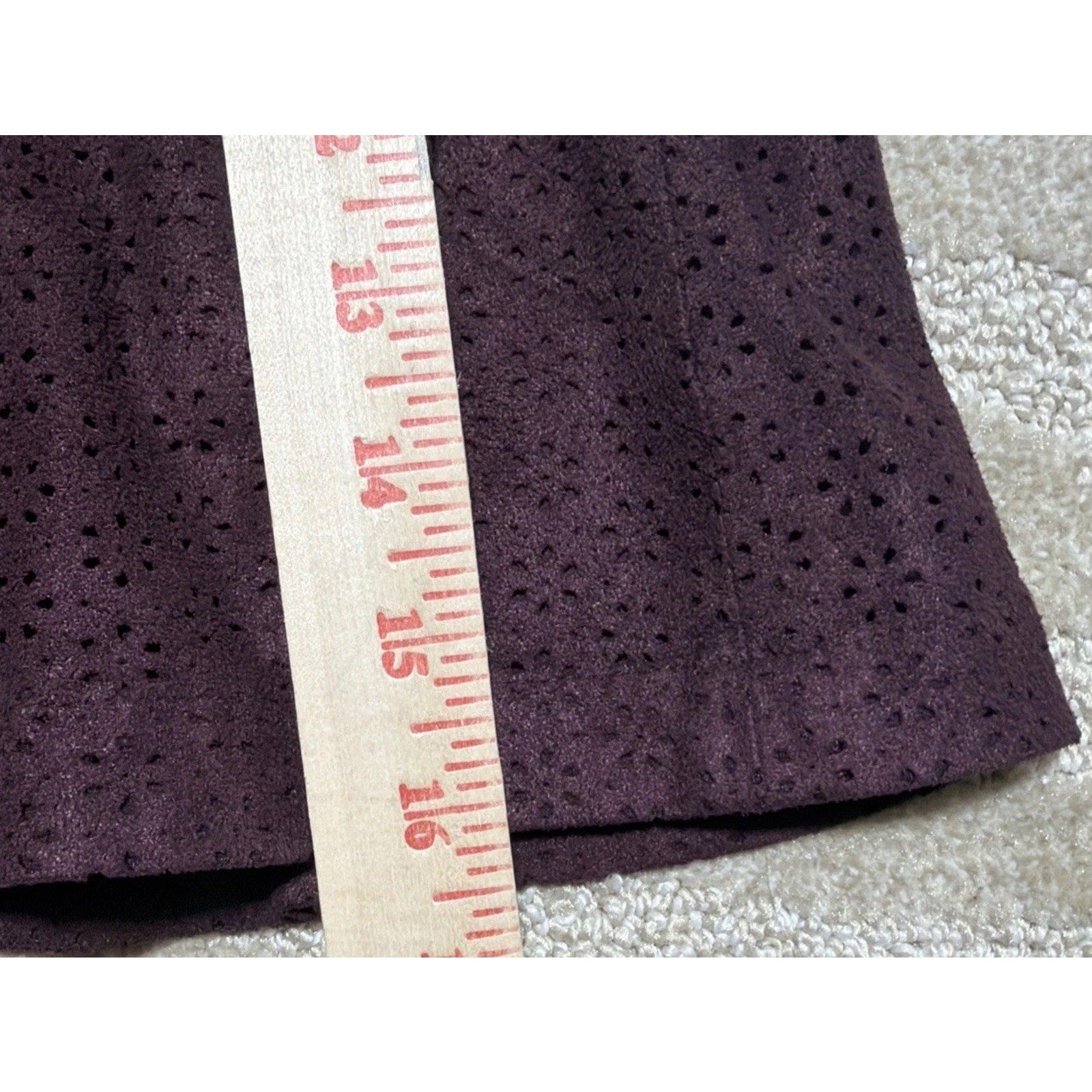 Express Burgundy Wine Purple Red Laser Cut Floral Flare Zip Up Mini Skirt Size 4