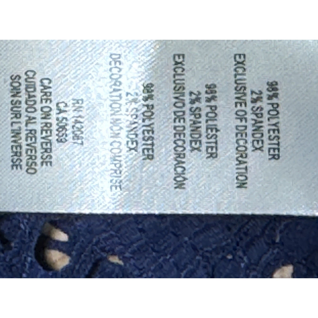 Simply Noelle Pullover Long Sleeve Sweater Navy Eyelets Stretch Women’s Size S/M