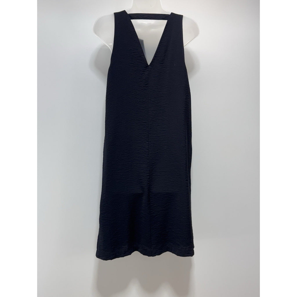 Banana Republic Lightweight Crinkly Shift Dress Black Minimalist Size Medium