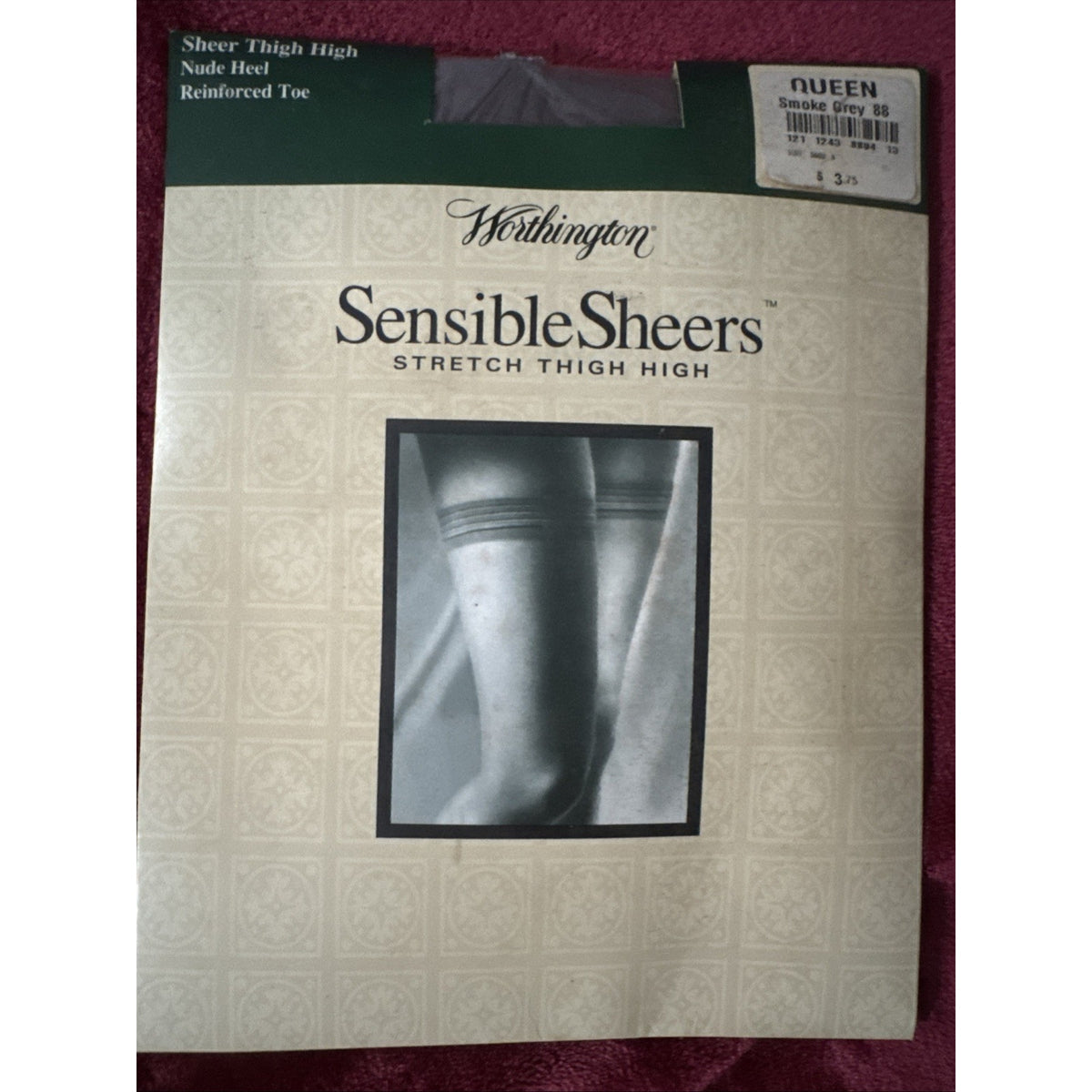 VTG Worthington Sensible Sheers Women Queen Smoke Grey Thigh High Stockings NIP