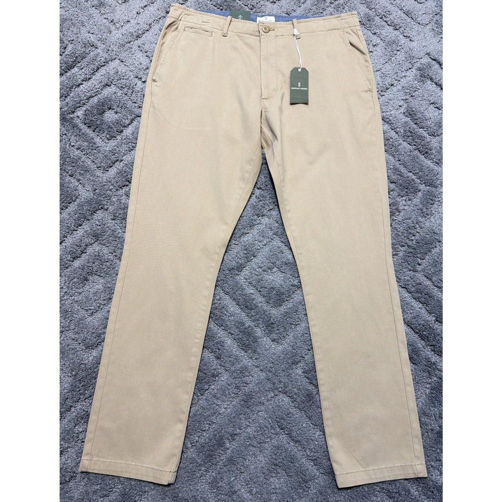 Mutual Weave The Officer Slim Chino Pants, Men's Size 36x32 Khaki NEW