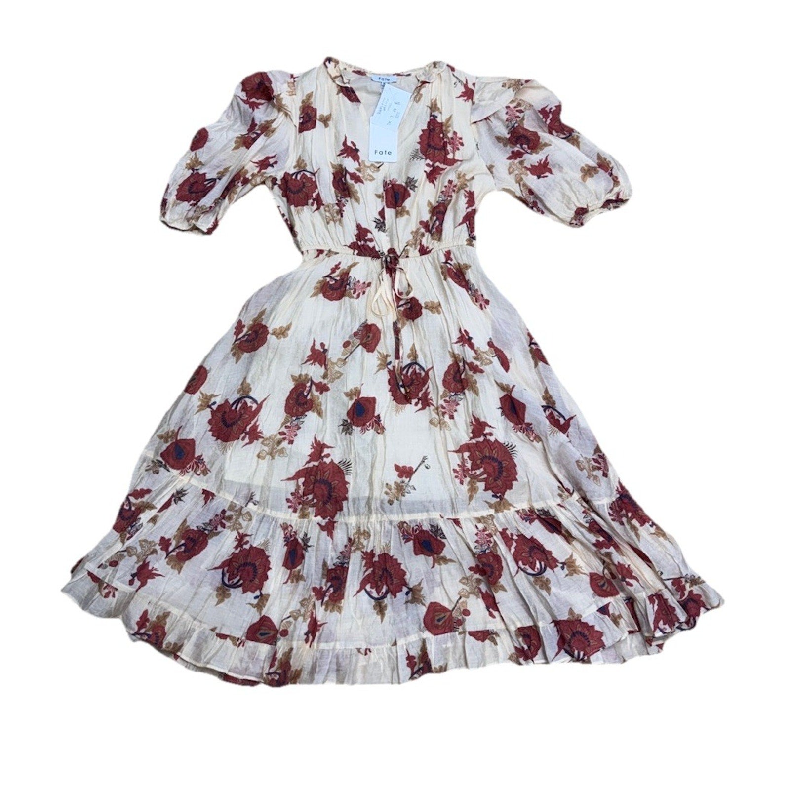 Fate Cream Floral Multi Color Shift Dress Small