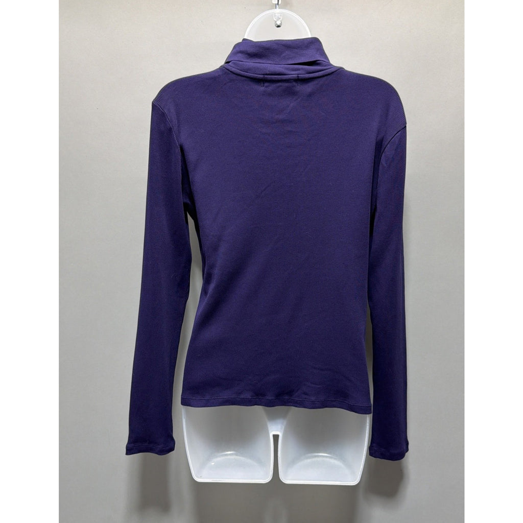 Lauren Ralph Lauren Purple Long Sleeve Shawl Collar Knit Top Women's Size M