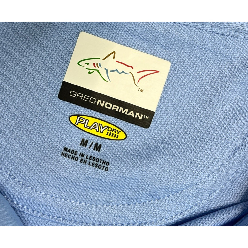 NWT Greg Norman Men's Play Dry Blue Short Sleeve Polo Golf Shirt Size M