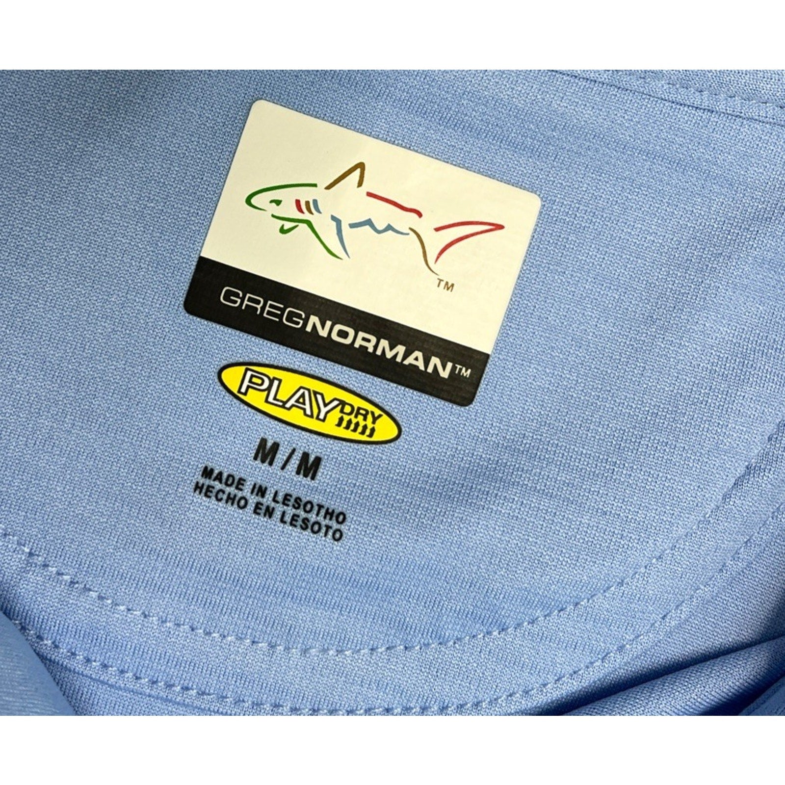 NWT Greg Norman Men's Play Dry Blue Short Sleeve Polo Golf Shirt Size M