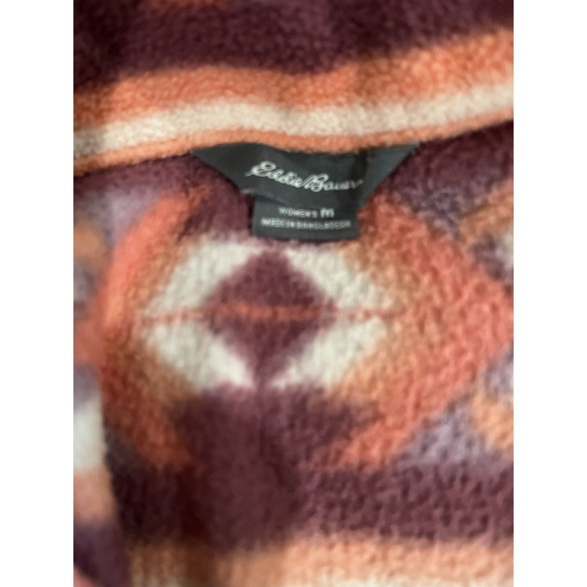 Eddie Bauer Plush 1/4 zip Pullover Fleece Women’s Sz M Jacket Ultra-soft Aztec