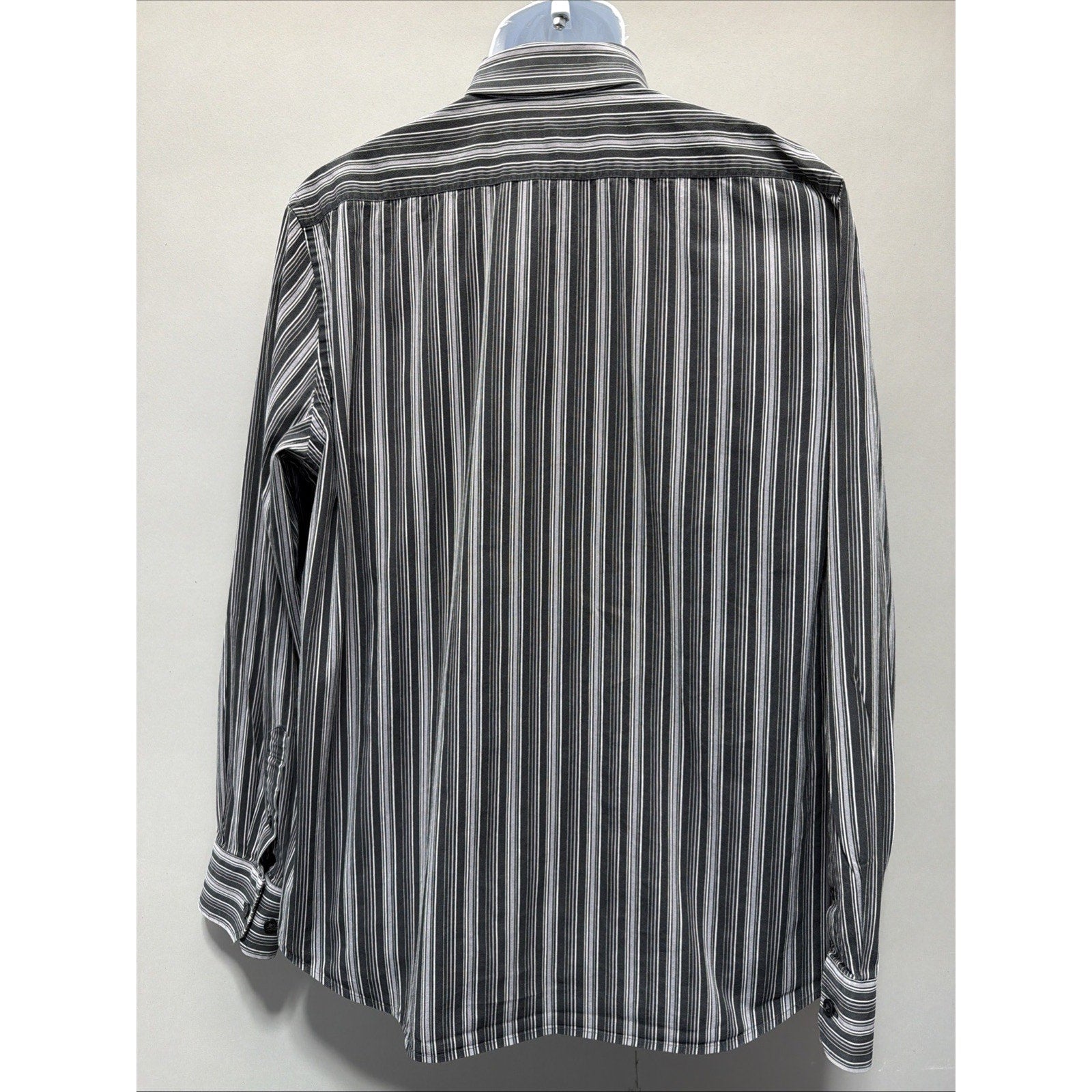Express Black White Striped Modern Fit Button Up Shirt Long Sleeve Men's L