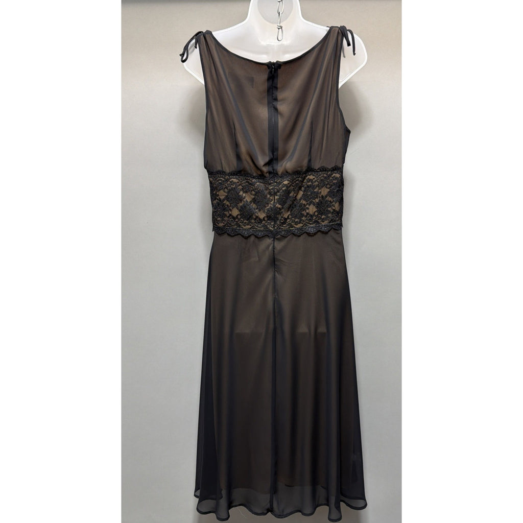 Connected Apparel Black Sleeveless Empire Waist Lace Insert Dress Size 12