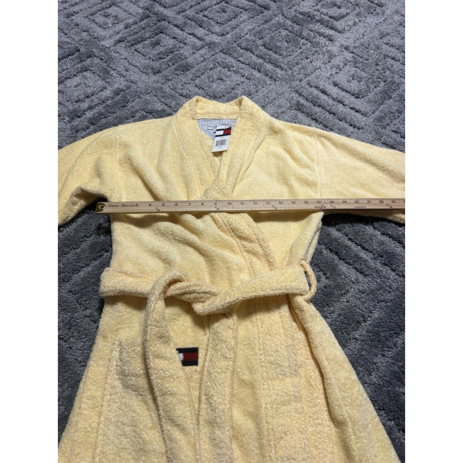 Tommy Hilfiger Logo Yellow Bath Towel Robe Adult Small New Luxury Cotton
