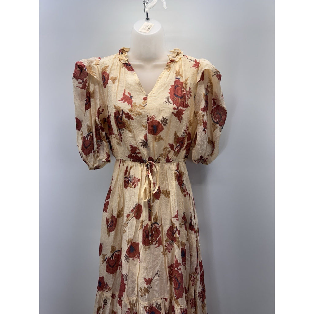 Fate Cream Floral Multi Color Shift Dress Small