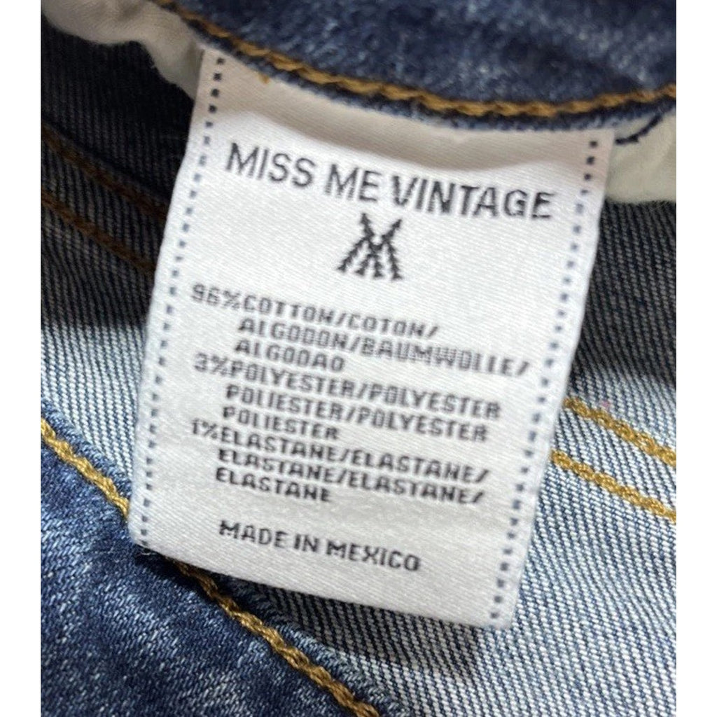 Miss Me Vintage Sophie Triangles Embroidered Distressed Skinny Jeans Women's 27