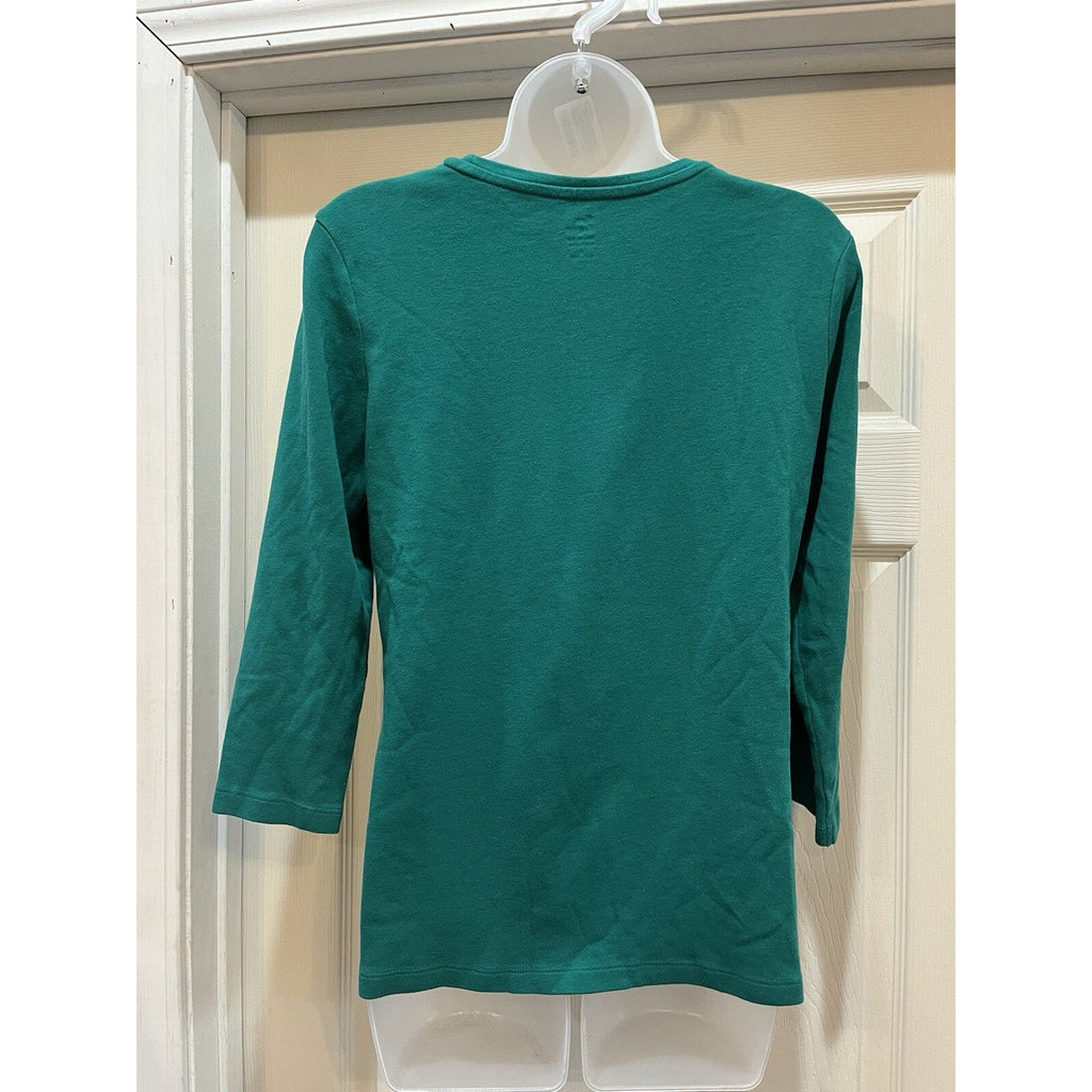 Kim Rogers Perfectly Soft Christmas 3/4 Sleeve Green Size S 3/4 Holiday Casual
