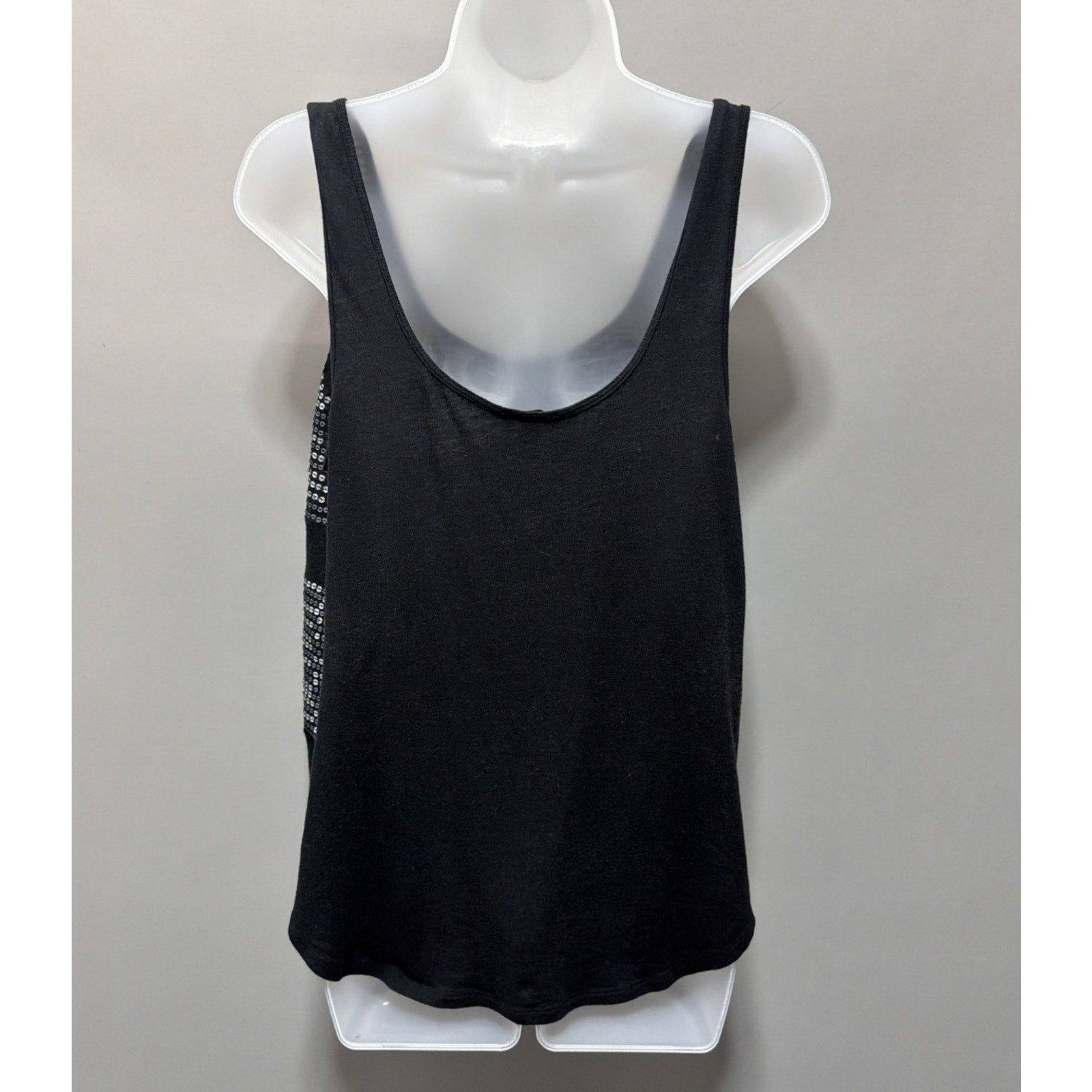 Express Womens Black Sequin Sexy Basic Tank Top Size Large