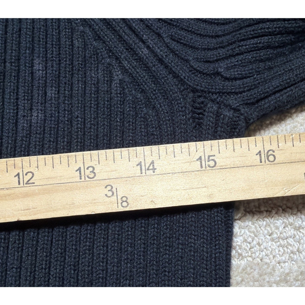Ralph Lauren Heavyweight Black Cotton Ribbed Turtleneck Sweater Size M Spot