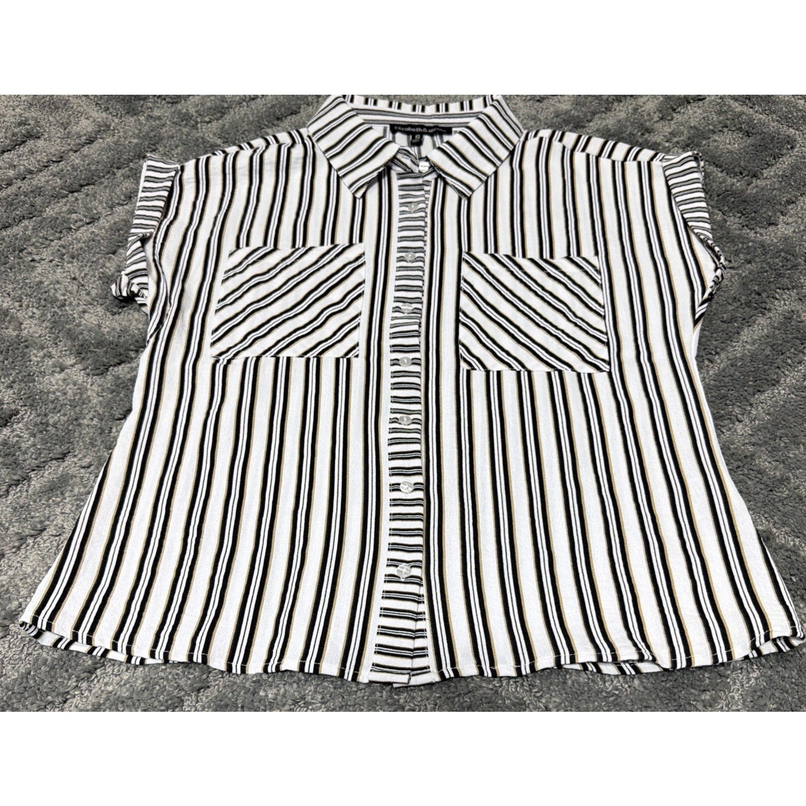 Elizabeth & Nicole Cap Sleeve Blouse Womens Small Button Down Career Casual