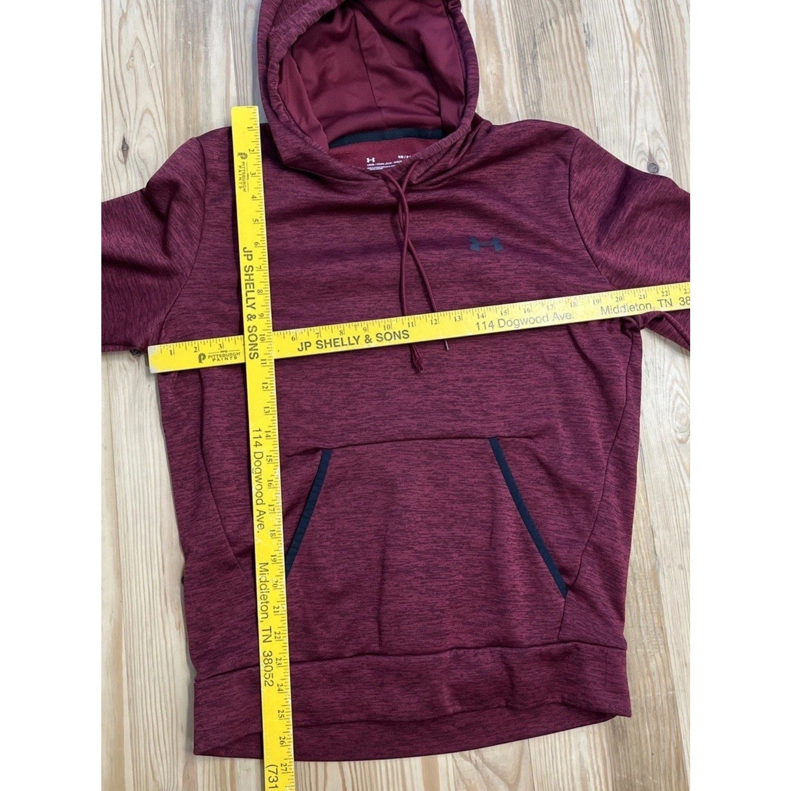 UNDER ARMOUR LOOSE PULLOVER HOODIE RED HEATHER SIZE S