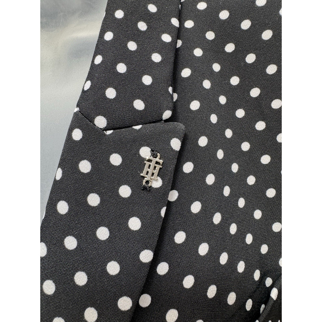 Tommy Hilfiger Blazer Black White Polka Dots Preppy Classic Women’s size LP