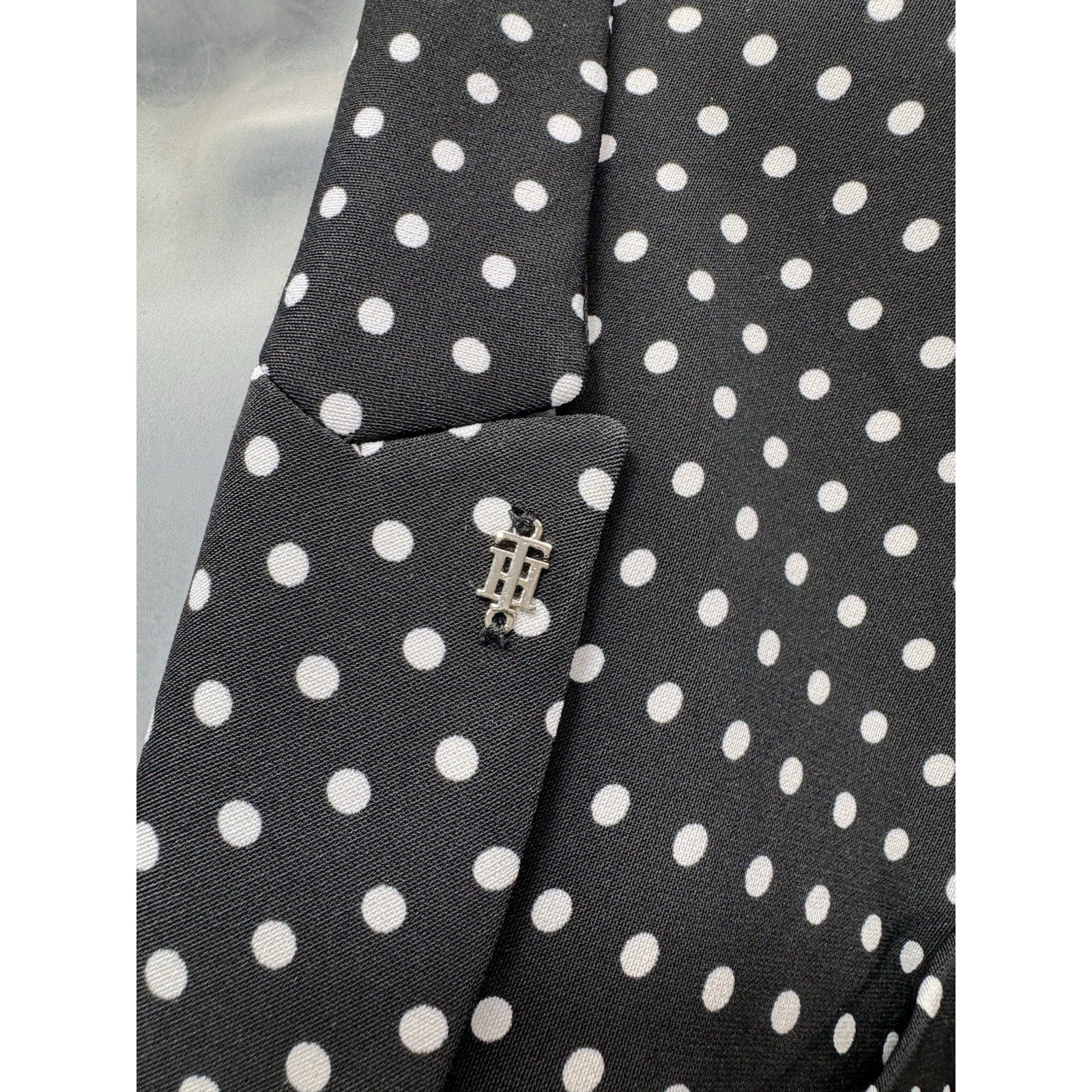 Tommy Hilfiger Blazer Black White Polka Dots Preppy Classic Women’s size LP