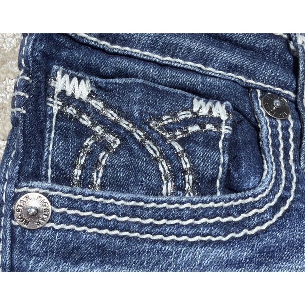 Big Star Womens Vtg Liv Slim Boot Jeans Heavy Stitch Flap Pock Y2K Western 29x36
