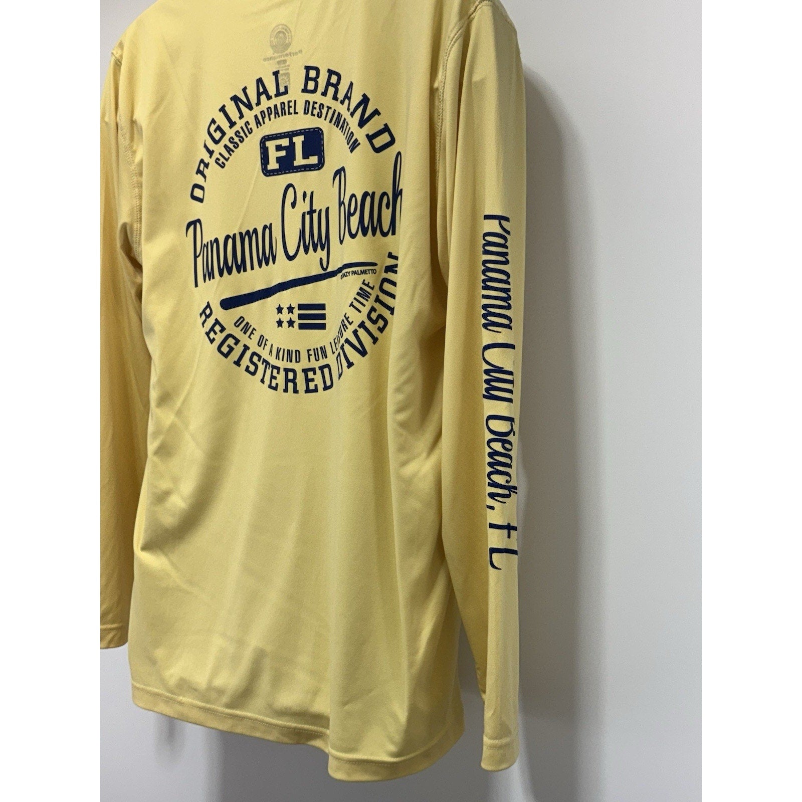 Panama City Beach Florida Yellow Blue Logo Long Sleeve T-Shirt Men’s Size Large
