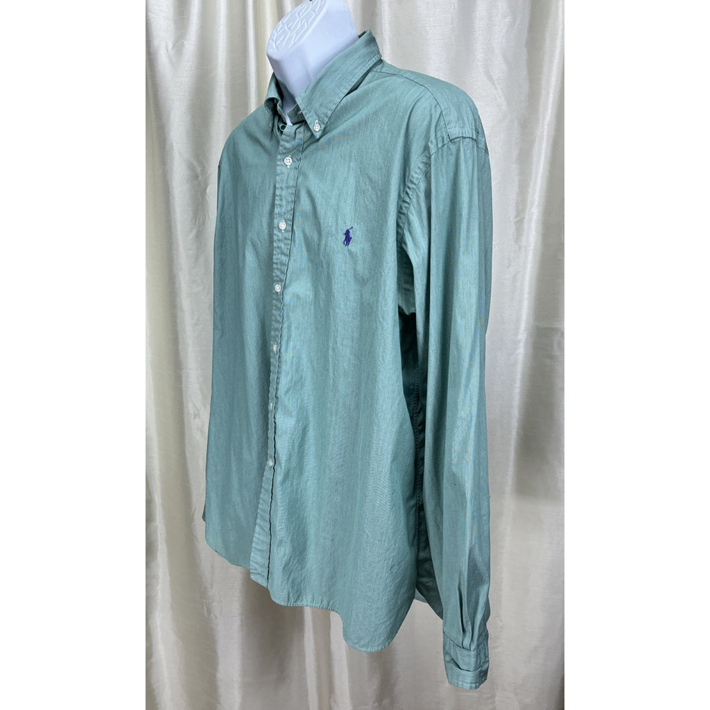 Ralph Lauren Classic Fit Seafoam Green Long Sleeve Button Down 18/46 Cotton