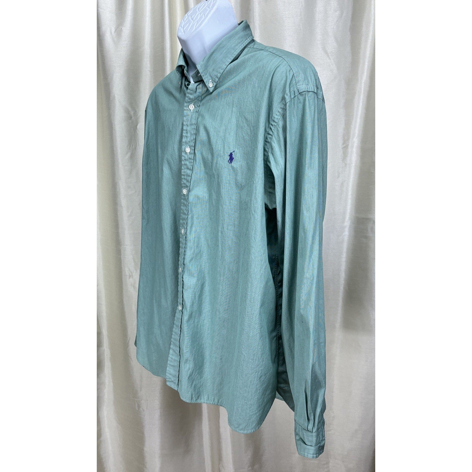 Ralph Lauren Classic Fit Seafoam Green Long Sleeve Button Down 18/46 Cotton