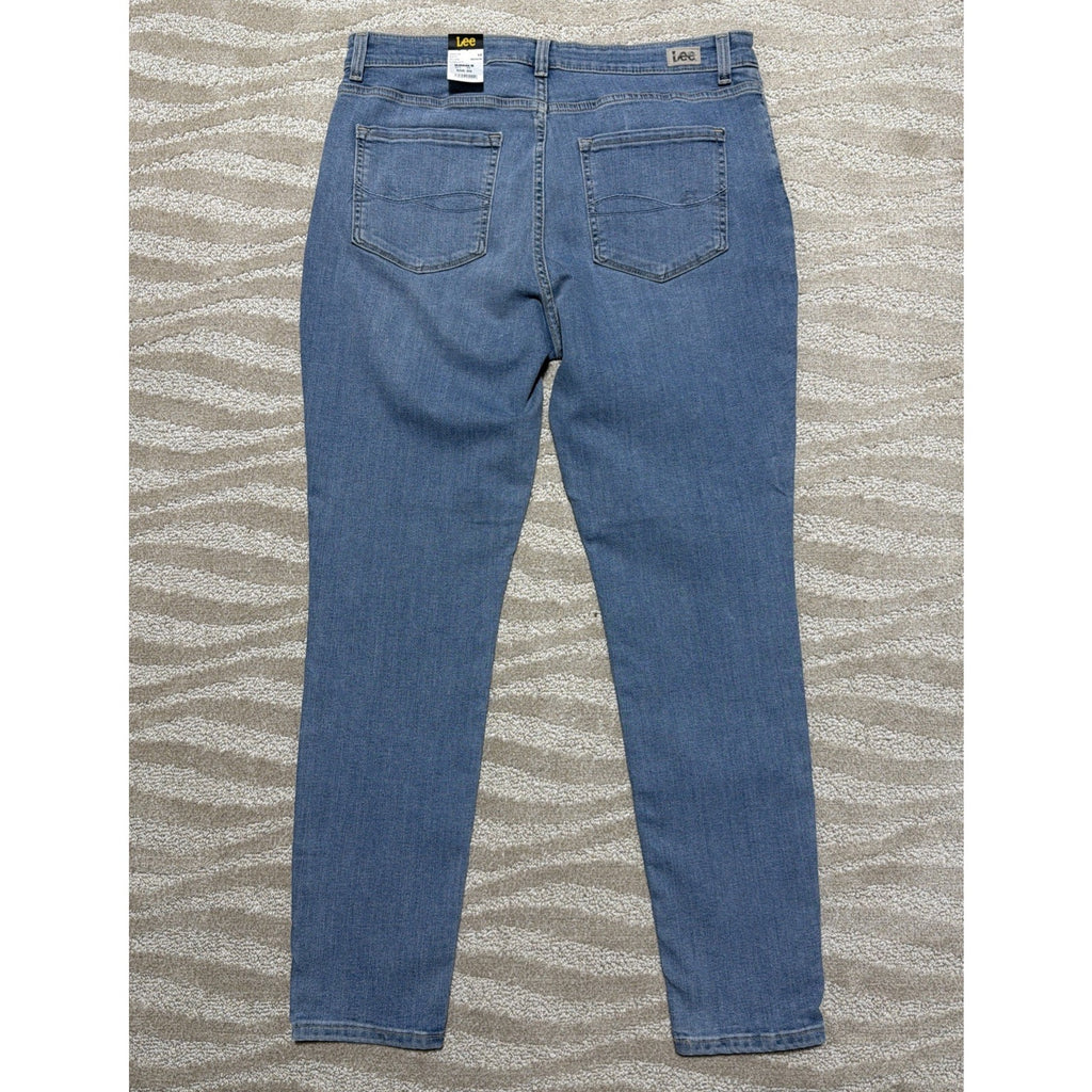 Lee Slim Fit Skinny Leg Mid Rise Sculpting Med Wash Womens Blue Jeans Sz 16 NWT