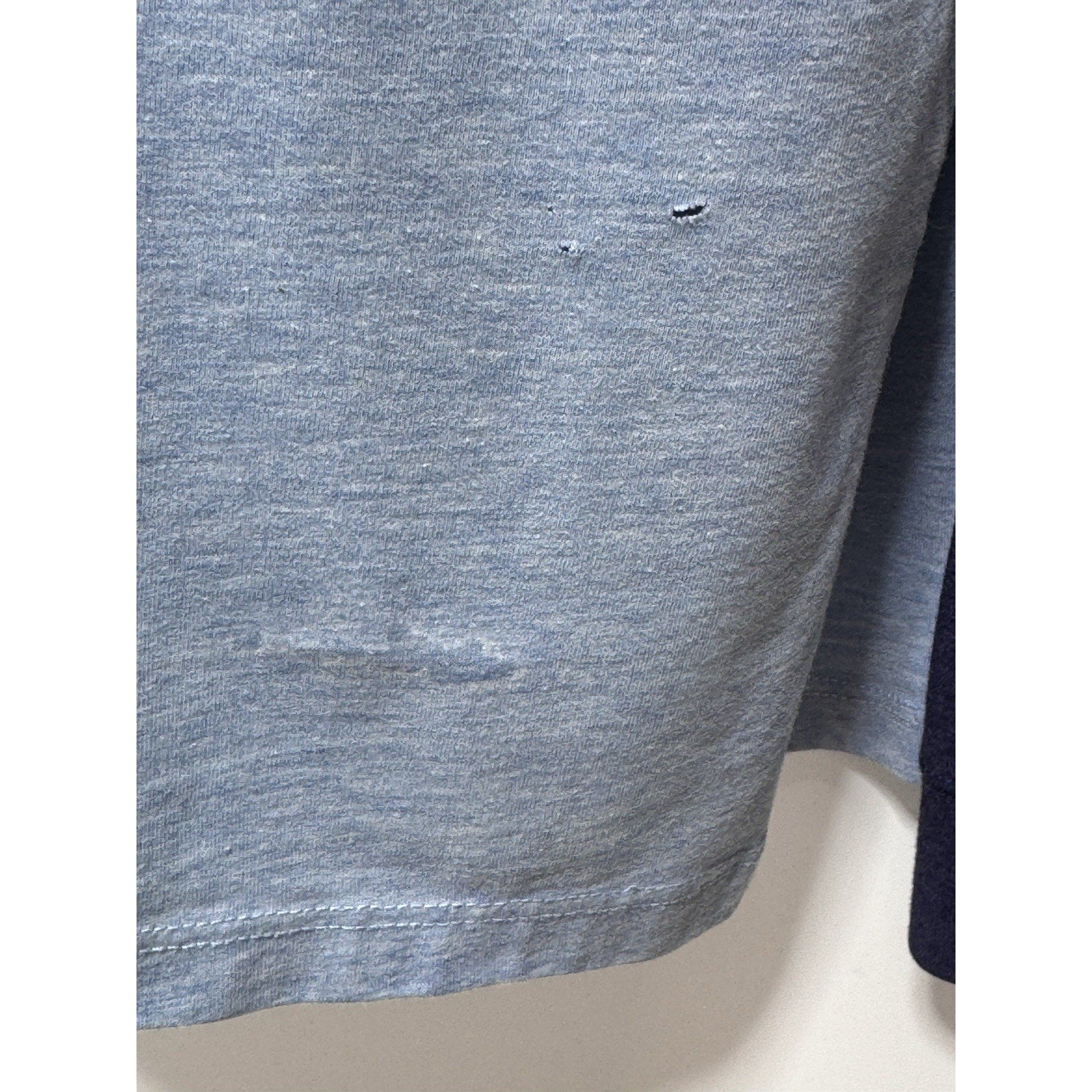 VINEYARD VINES Mens Raglan Long Sleeve Pocket T-Shirt Baseball Blue Distressed L