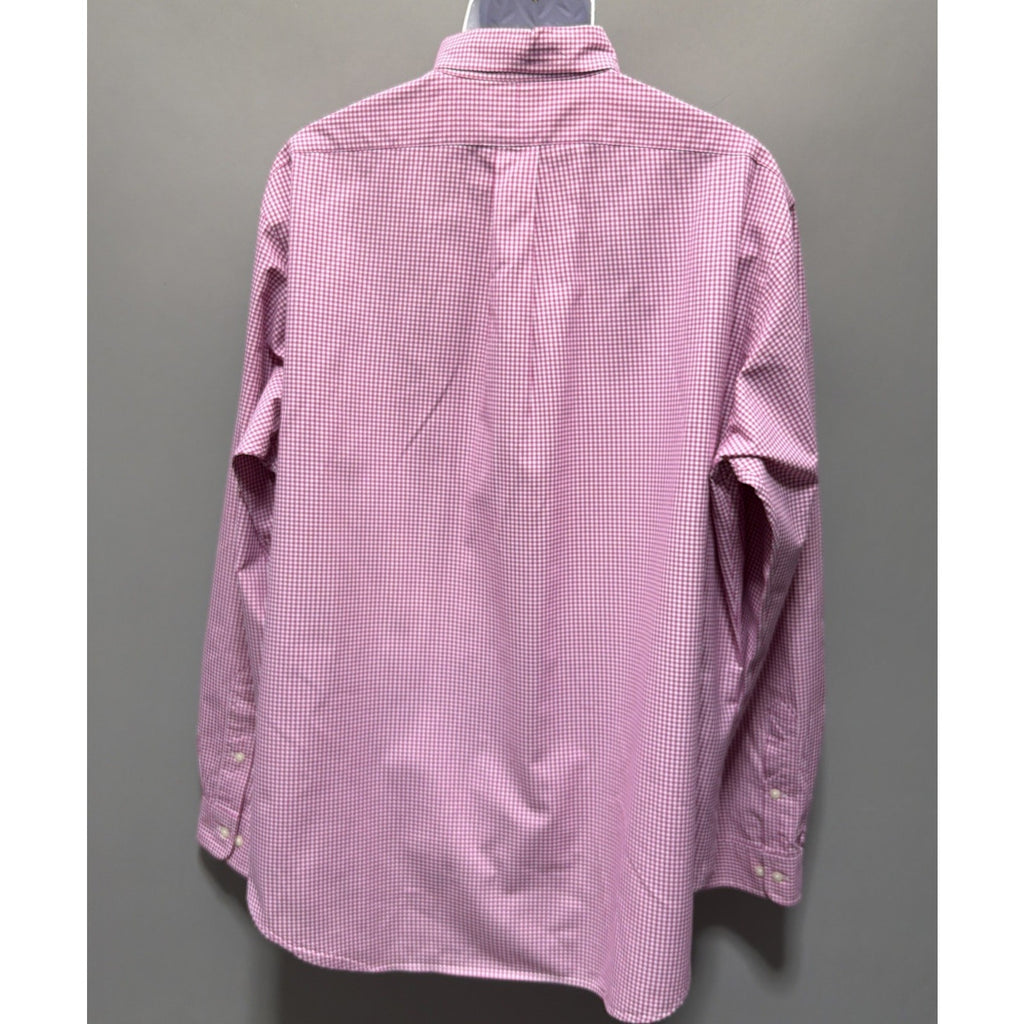Men’s POLO Ralph Lauren Pink Gingham Oxford Button Down Shirt Sz XL 100% Cotton