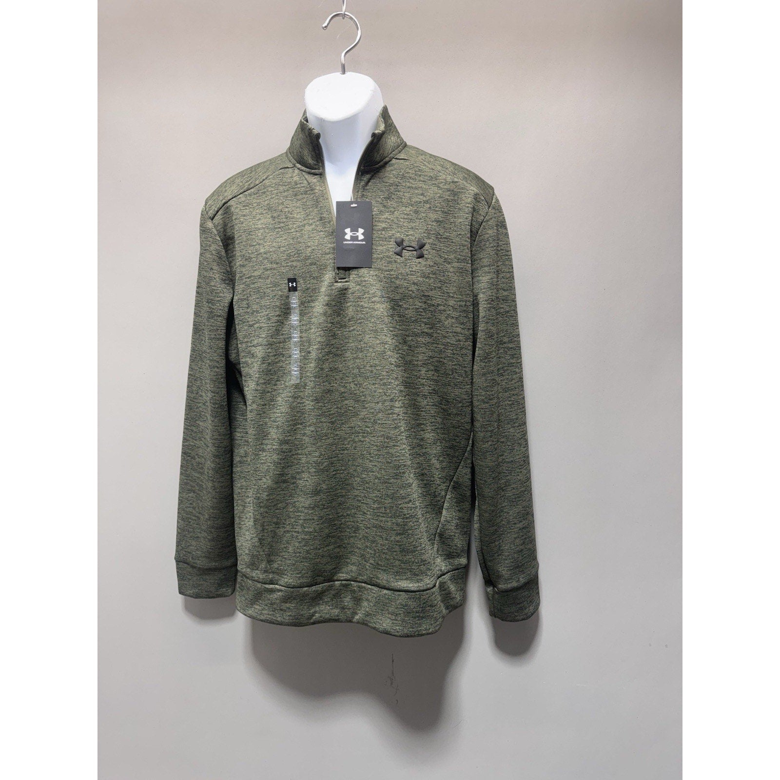 Under Armour Mens M Armour Fleece Twist 1/4 Zip Pullover Green Loose NWT
