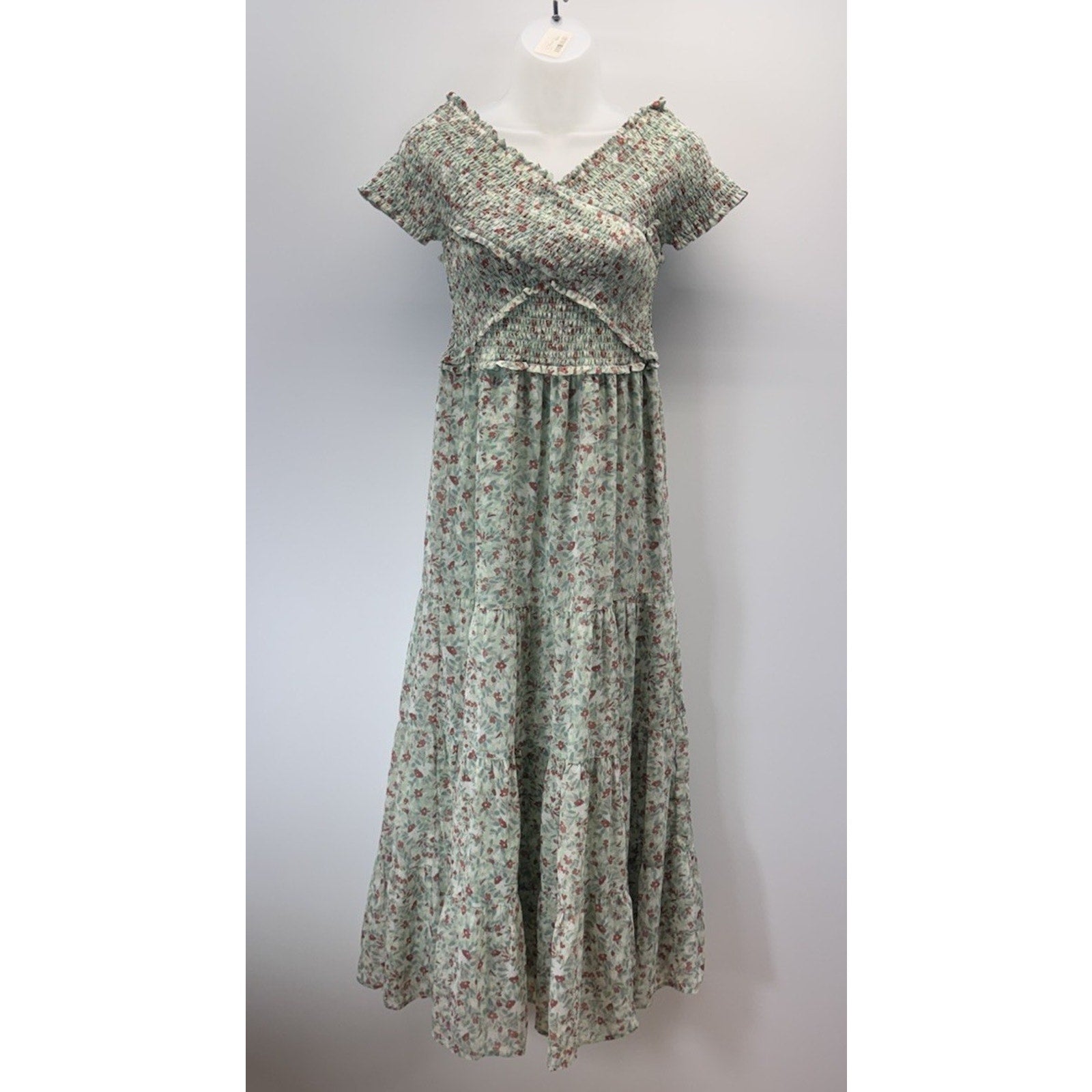 BB DAKOTA Joie De Vivre Midi Dress Steve Madden Small Floral Smocked Tiered