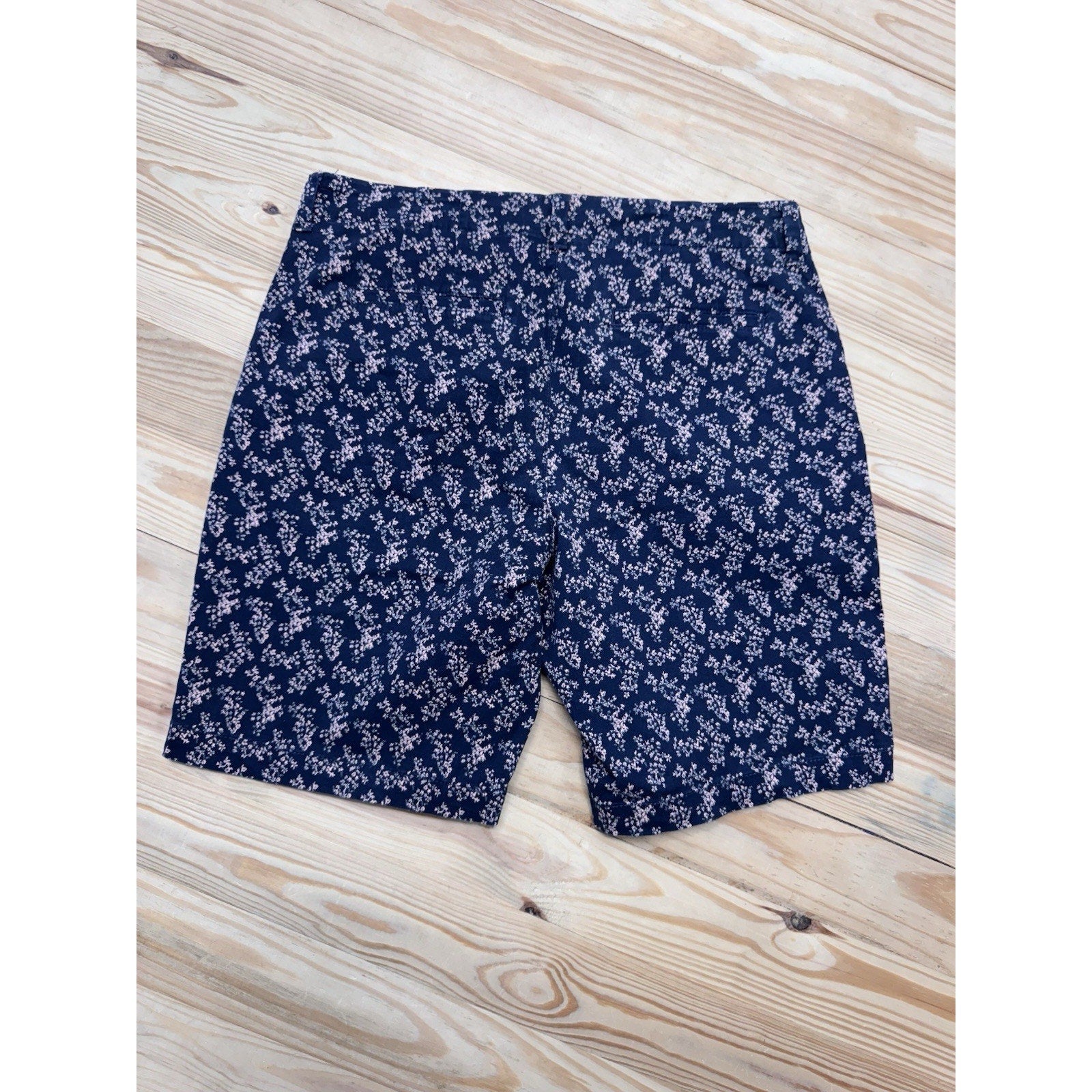 Lee Regular Fit Mid Rise Blue Pink Floral Shorts Stretch Pockets Women’s Size 14