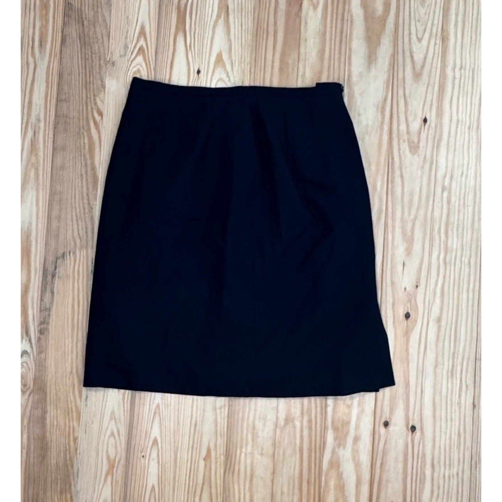 Vintage Talbots Petites Black Pencil Skirt Size 8 Petite Slit