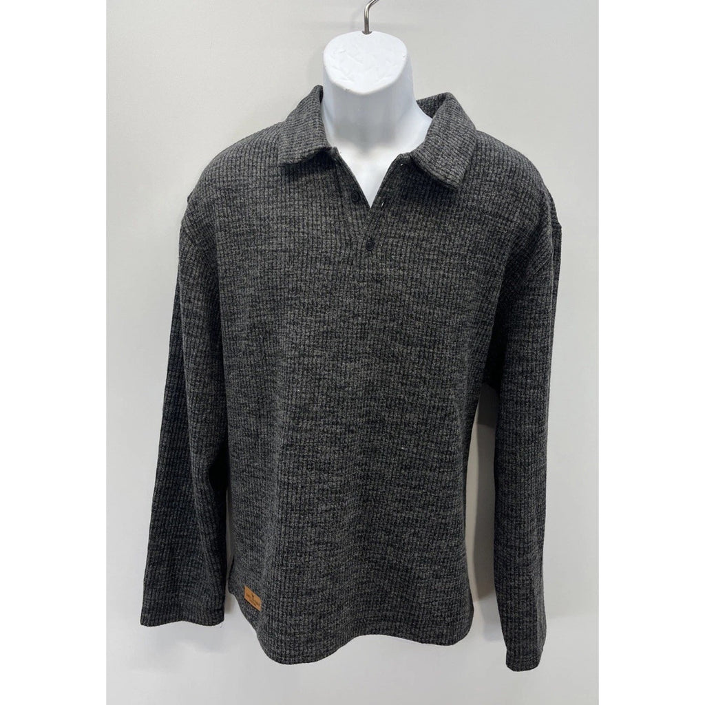 Simply Southern Charcoal Gray Long Sleeve Polo Knit Size Large Men’s