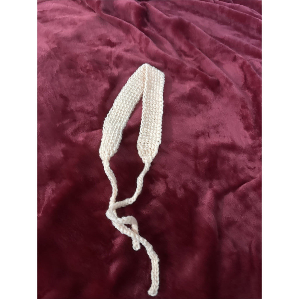 Handmade Crochet Tie Back Headband Blush Pink Boho Hair Wrap Womens Adjustable