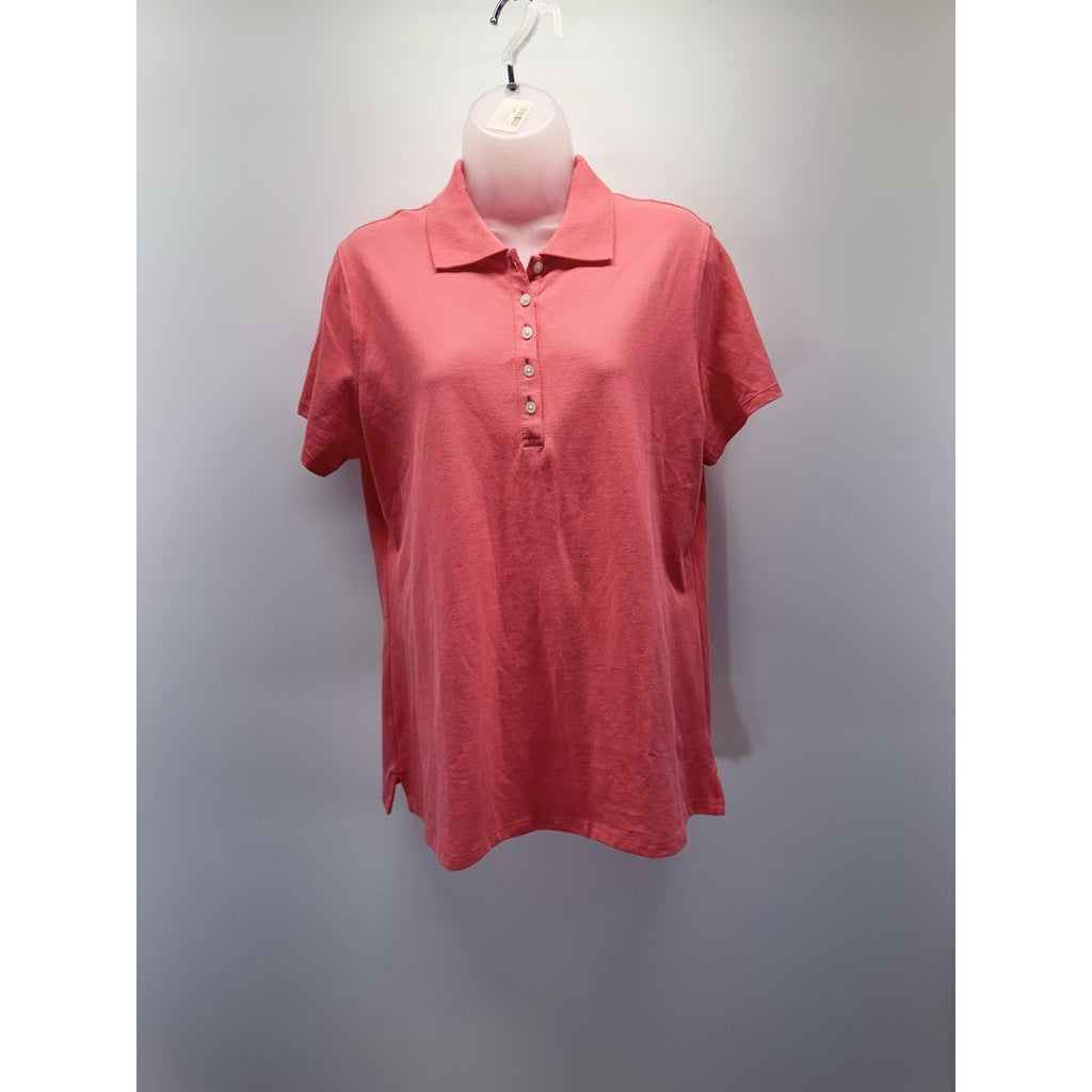 Style & Co Womens Size Medium Coral Cotton Short Sleeve Polo Shirt NWT
