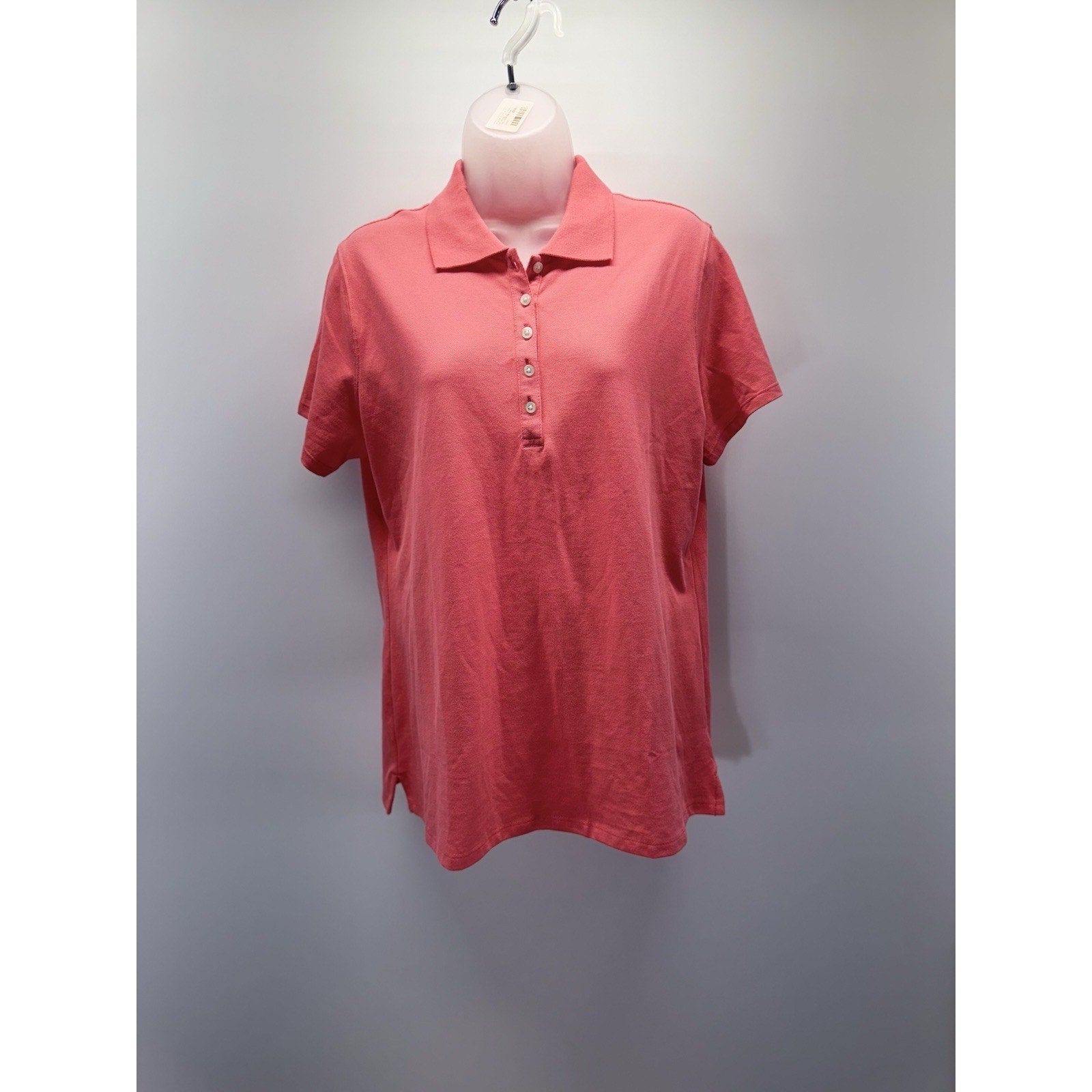 Style & Co Womens Size Medium Coral Cotton Short Sleeve Polo Shirt NWT