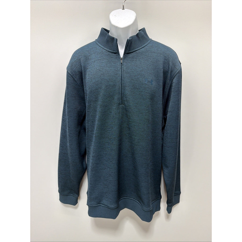 Under Armour Mens 1/4 Zip Sweater Fleece Storm Loose Coldgear Blue 2XL EUC