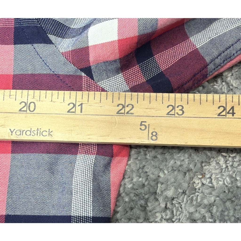 Express Soft Wash Shirt Men's M Pink Blue Plaid Collared Long Sleeve Button Down