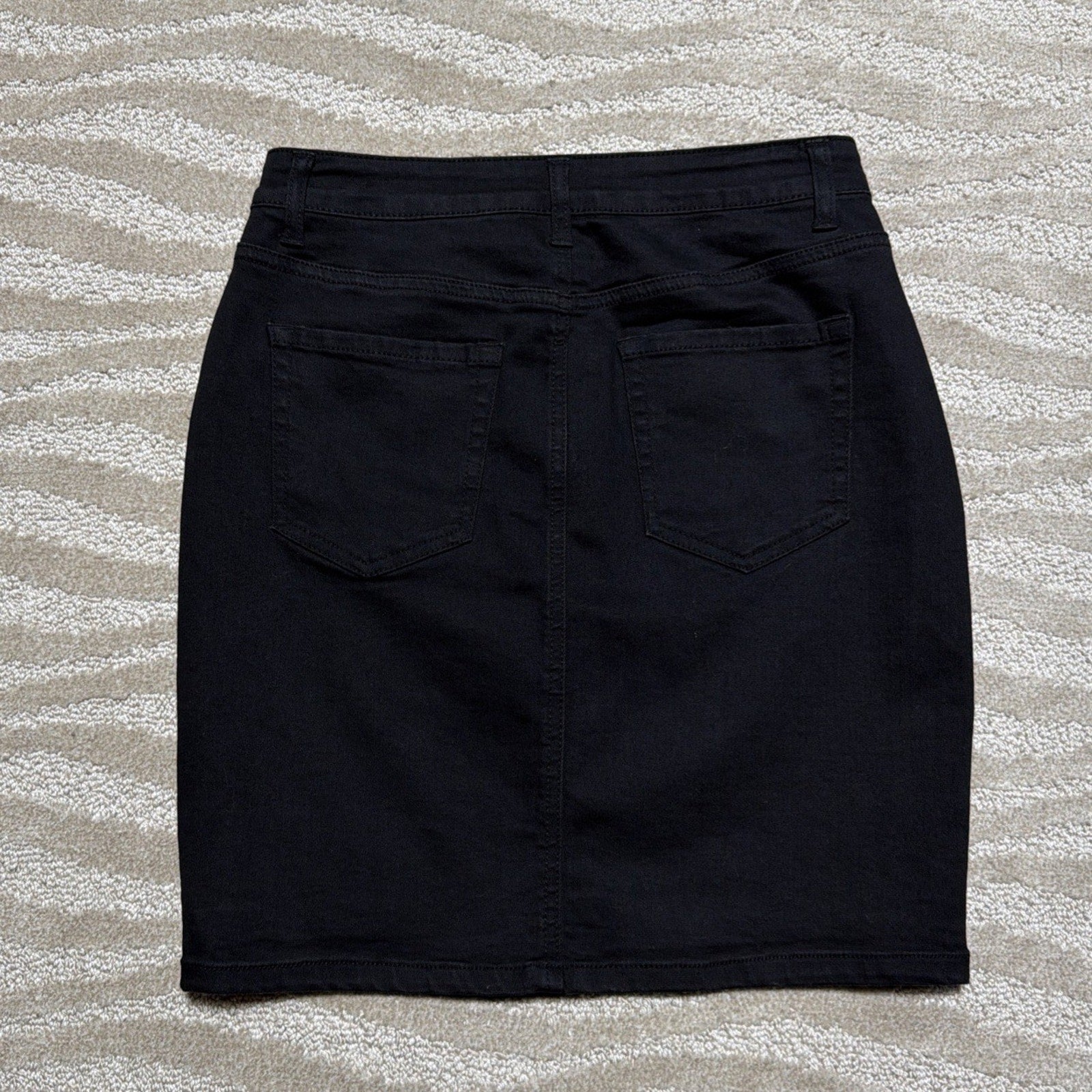 WAX Jeans Women's Size Large Stretch Midi Skirt Button Fly Black Wash NWT