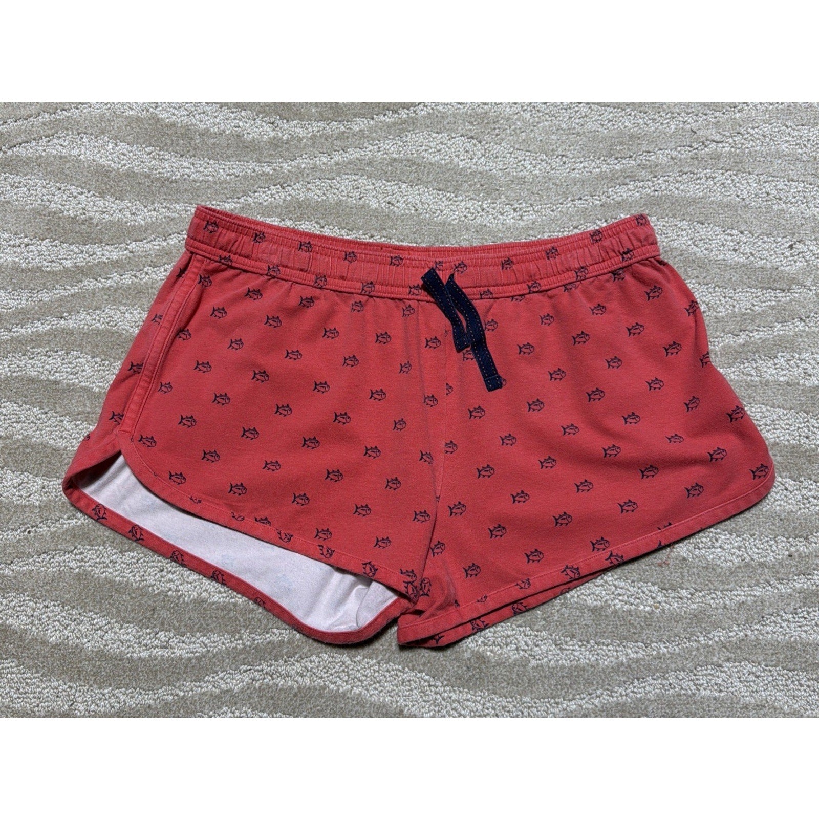 Southern Tide Women's M Coral Skipjack Mid Rise Lounge Shorts Drawstring Fish